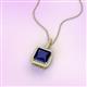 3 - Charlene 6.50 mm Princess Cut Created Blue Sapphire and Round Diamond Halo Pendant Necklace 