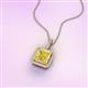 3 - Charlene 6.50 mm Princess Cut Lab Created Yellow Sapphire and Round Diamond Halo Pendant Necklace 
