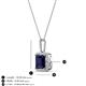 4 - Charlene 6.50 mm Princess Cut Created Blue Sapphire and Round Diamond Halo Pendant Necklace 