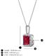 4 - Charlene 6.50 mm Princess Cut Lab Created Ruby and Round Diamond Halo Pendant Necklace 