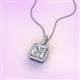 3 - Charlene 6.50 mm Princess Cut Forever Brilliant Moissanite and Round Diamond Halo Pendant Necklace 