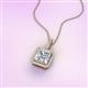 3 - Charlene 6.50 mm Princess Cut Forever Brilliant Moissanite and Round Diamond Halo Pendant Necklace 
