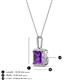 4 - Charlene 6.50 mm Princess Cut Amethyst and Round Diamond Halo Pendant Necklace 
