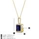 4 - Charlene 6.50 mm Princess Cut Created Blue Sapphire and Round Diamond Halo Pendant Necklace 