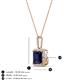 4 - Charlene 6.50 mm Princess Cut Created Blue Sapphire and Round Diamond Halo Pendant Necklace 