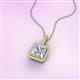 3 - Charlene 6.50 mm Princess Cut Forever Brilliant Moissanite and Round Diamond Halo Pendant Necklace 