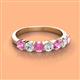 3 - Kathleen 3.40 mm Round Pink Sapphire and Diamond 7 Stone Wedding Band 