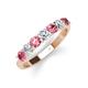 4 - Kathleen 3.40 mm Round Pink Tourmaline and Diamond 7 Stone Wedding Band 
