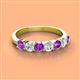 3 - Kathleen 3.40 mm Round Amethyst and Diamond 7 Stone Wedding Band 