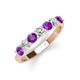4 - Kathleen 3.40 mm Round Amethyst and Diamond 7 Stone Wedding Band 