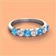 3 - Kathleen 3.40 mm Round Blue Topaz and Diamond 7 Stone Wedding Band 