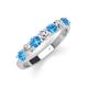 4 - Kathleen 3.40 mm Round Blue Topaz and Diamond 7 Stone Wedding Band 