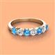 3 - Kathleen 3.40 mm Round Blue Topaz and Diamond 7 Stone Wedding Band 