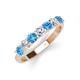 4 - Kathleen 3.40 mm Round Blue Topaz and Diamond 7 Stone Wedding Band 