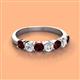 3 - Kathleen 3.40 mm Round Red Garnet and Diamond 7 Stone Wedding Band 