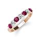 4 - Kathleen 3.40 mm Round Rhodolite Garnet and Diamond 7 Stone Wedding Band 