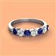 3 - Kathleen 3.40 mm Round Blue Sapphire and Diamond 7 Stone Wedding Band 