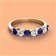 3 - Kathleen 3.40 mm Round Blue Sapphire and Diamond 7 Stone Wedding Band 