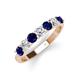 4 - Kathleen 3.40 mm Round Blue Sapphire and Diamond 7 Stone Wedding Band 