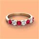 3 - Kathleen 3.40 mm Round Ruby and Diamond 7 Stone Wedding Band 
