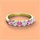 3 - Kathleen 3.40 mm Round Pink Sapphire and Diamond 7 Stone Wedding Band 
