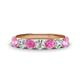 1 - Kathleen 3.40 mm Round Pink Sapphire and Diamond 7 Stone Wedding Band 