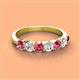 3 - Kathleen 3.40 mm Round Pink Tourmaline and Diamond 7 Stone Wedding Band 