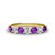 1 - Kathleen 3.40 mm Round Amethyst and Diamond 7 Stone Wedding Band 