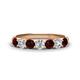 1 - Kathleen 3.40 mm Round Red Garnet and Diamond 7 Stone Wedding Band 