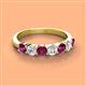 3 - Kathleen 3.40 mm Round Rhodolite Garnet and Diamond 7 Stone Wedding Band 