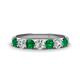 1 - Kathleen 3.40 mm Round Emerald and Diamond 7 Stone Wedding Band 