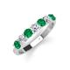 4 - Kathleen 3.40 mm Round Emerald and Diamond 7 Stone Wedding Band 