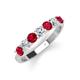4 - Kathleen 3.40 mm Round Ruby and Diamond 7 Stone Wedding Band 