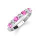 4 - Kathleen 3.40 mm Round Pink Sapphire and Diamond 7 Stone Wedding Band 
