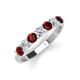 4 - Kathleen 3.40 mm Round Red Garnet and Diamond 7 Stone Wedding Band 