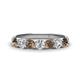 1 - Kathleen 3.40 mm Round Smoky Quartz and Diamond 7 Stone Wedding Band 