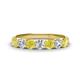 1 - Kathleen 3.50 mm Round Yellow Diamond and White Diamond 7 Stone Wedding Band 