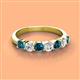 3 - Kathleen 3.40 mm Round Blue Diamond and White Diamond 7 Stone Wedding Band 