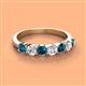 3 - Kathleen 3.40 mm Round Blue Diamond and White Diamond 7 Stone Wedding Band 