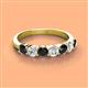 3 - Kathleen 3.40 mm Round Black Diamond and White Diamond 7 Stone Wedding Band 