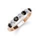 4 - Kathleen 3.40 mm Round Black Diamond and White Diamond 7 Stone Wedding Band 