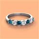 3 - Kathleen 3.40 mm Round Blue Diamond and White Diamond 7 Stone Wedding Band 