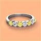 3 - Kathleen 3.40 mm Round Yellow Sapphire and Diamond 7 Stone Wedding Band 