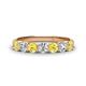 1 - Kathleen 3.40 mm Round Yellow Sapphire and Diamond 7 Stone Wedding Band 