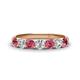 1 - Kathleen 3.40 mm Round Pink Tourmaline and Lab Grown Diamond Wedding Band 