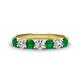 1 - Kathleen 3.40 mm Round Emerald and Lab Grown Diamond Wedding Band 