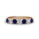 1 - Kathleen 3.40 mm Round Blue Sapphire and Lab Grown Diamond Wedding Band 