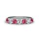 1 - Kathleen 3.40 mm Round Pink Tourmaline and Lab Grown Diamond Wedding Band 