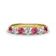 1 - Kathleen 3.40 mm Round Pink Tourmaline and Lab Grown Diamond Wedding Band 