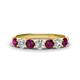 1 - Kathleen 3.40 mm Round Rhodolite Garnet and Lab Grown Diamond Wedding Band 